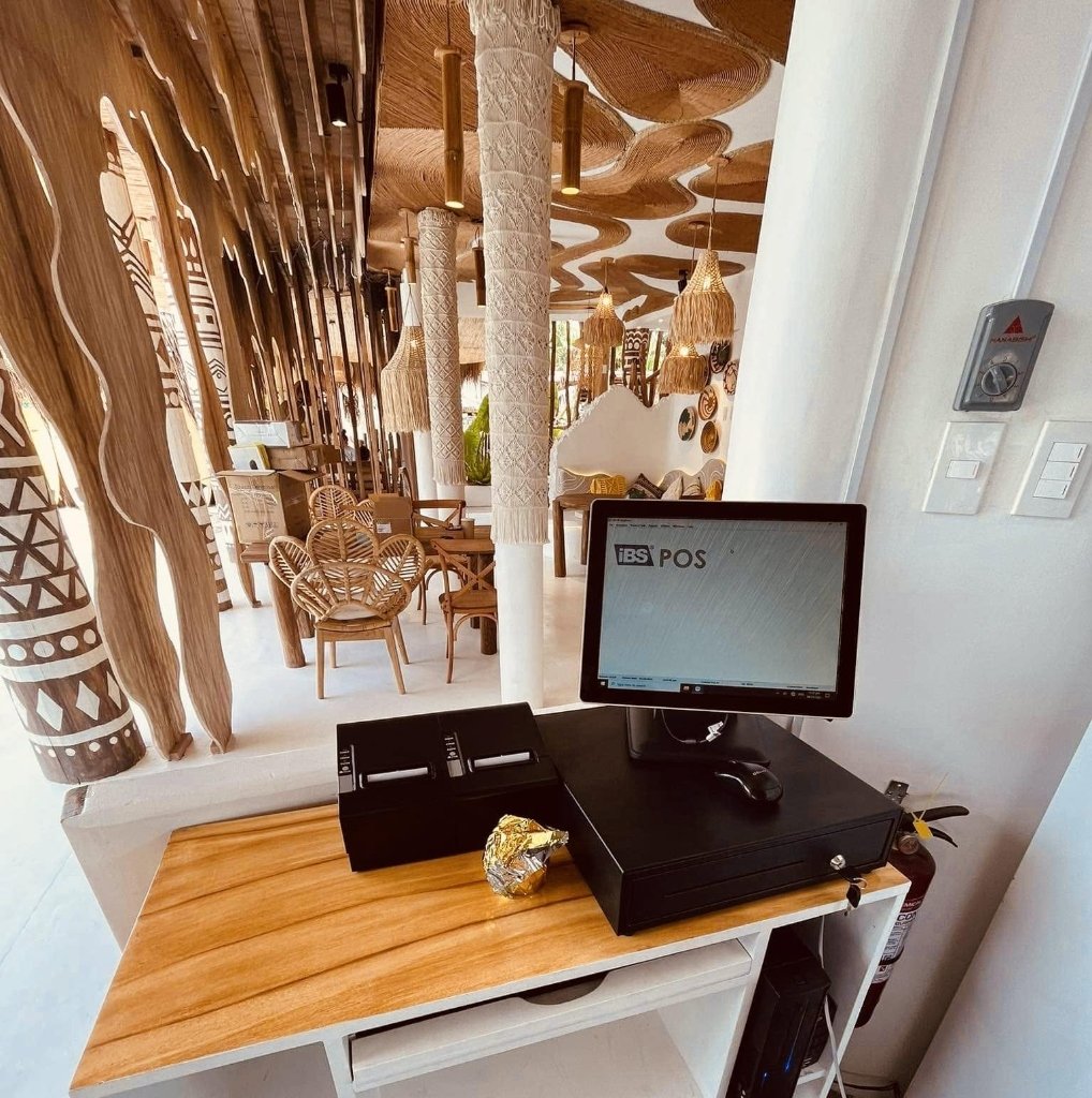 On-site POS terminal & cash drawer setup at dining lounge
